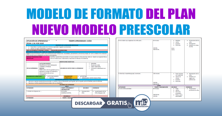 MODELO DE FORMATO DEL PLAN NUEVO MODELO PREESCOLAR